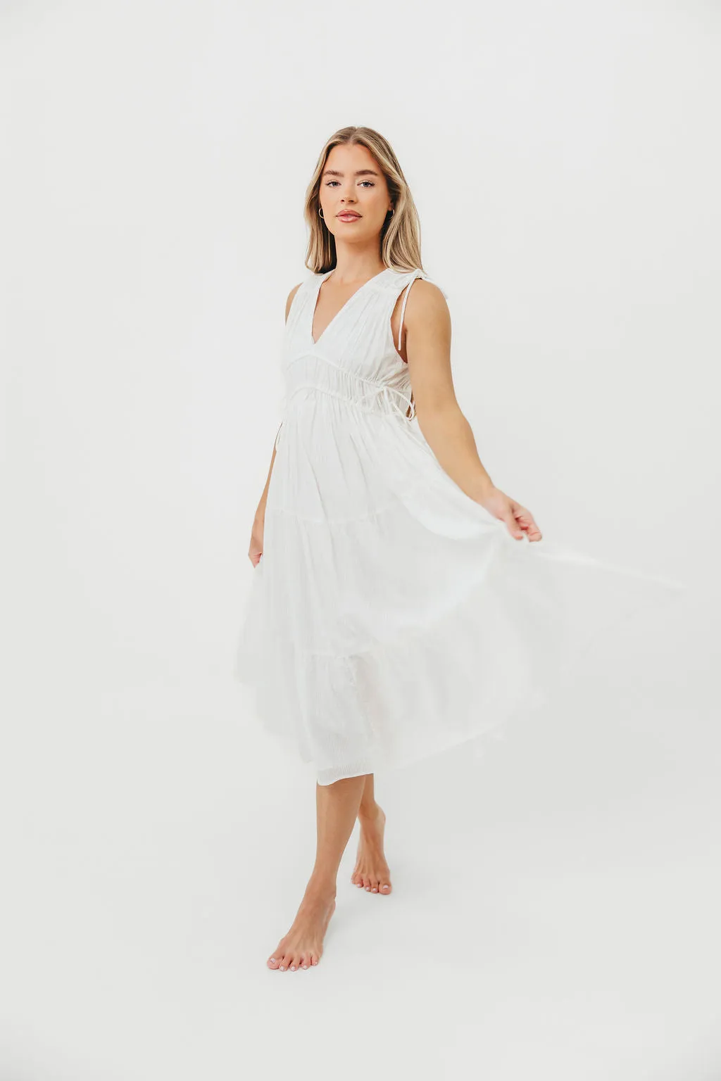 The Ellice Dress in White - 100% Cotton