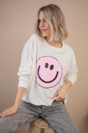 The One With The Smile Off White/Pink - Sweater