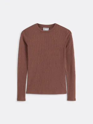 The Sheer Long Sleeve T-Shirt in Café au lait