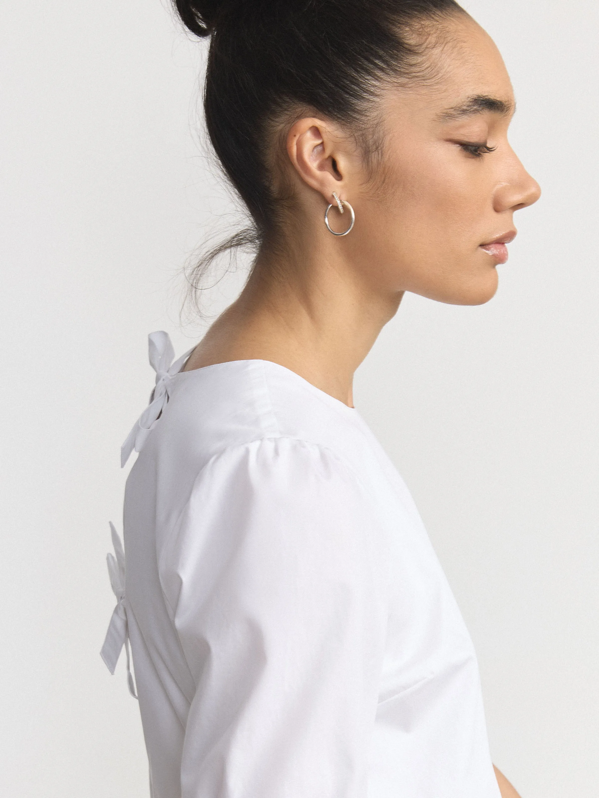 The Tie Back Mini Dress in White
