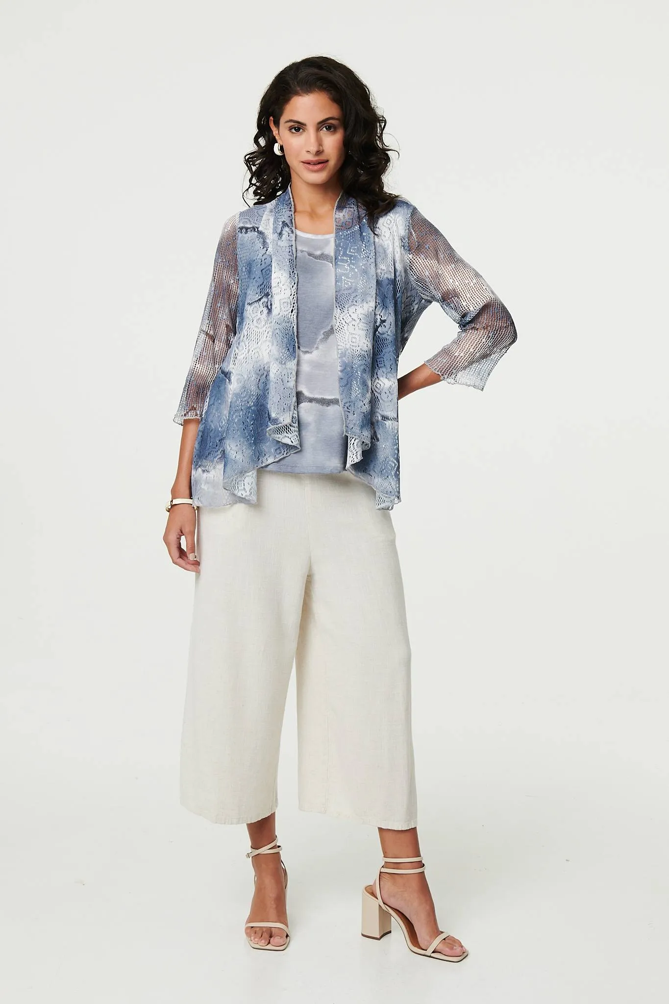 Tie Dye Semi Sheer Crochet Waterfall Top