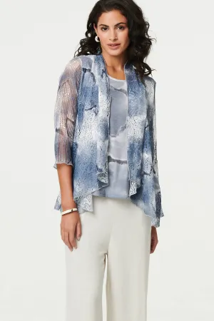 Tie Dye Semi Sheer Crochet Waterfall Top