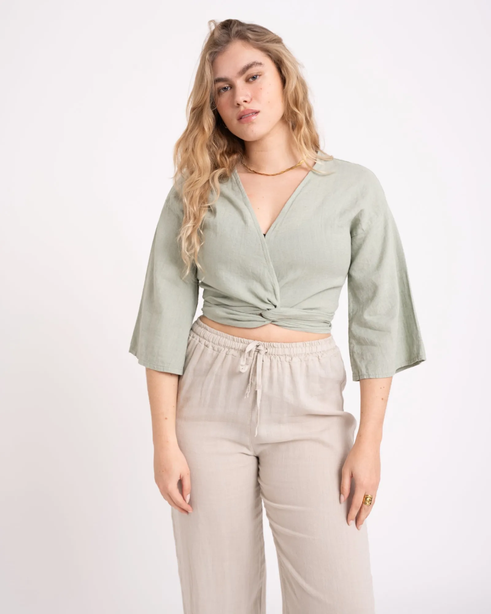 TILTIL Sunny Linen Top Salvia One Size