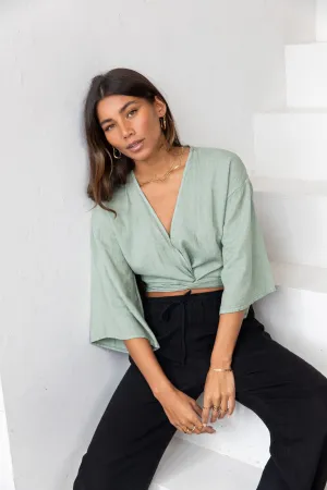 TILTIL Sunny Linen Top Salvia One Size
