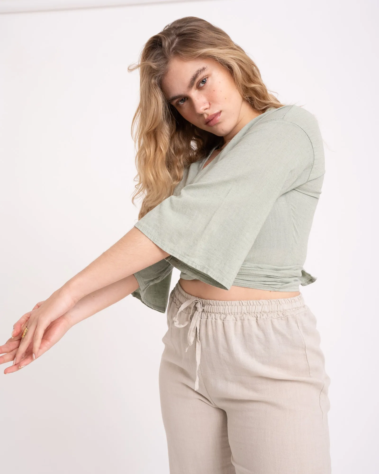 TILTIL Sunny Linen Top Salvia One Size