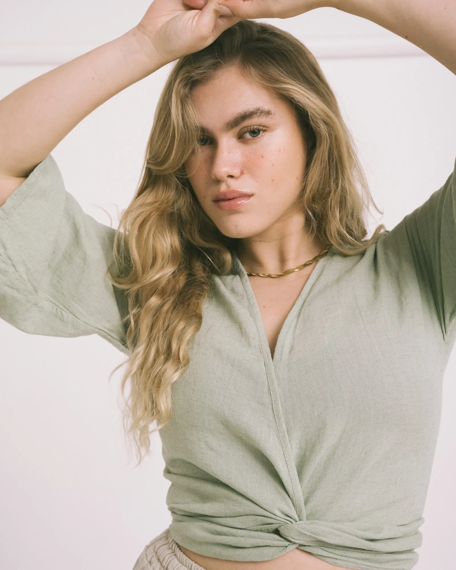 TILTIL Sunny Linen Top Salvia One Size