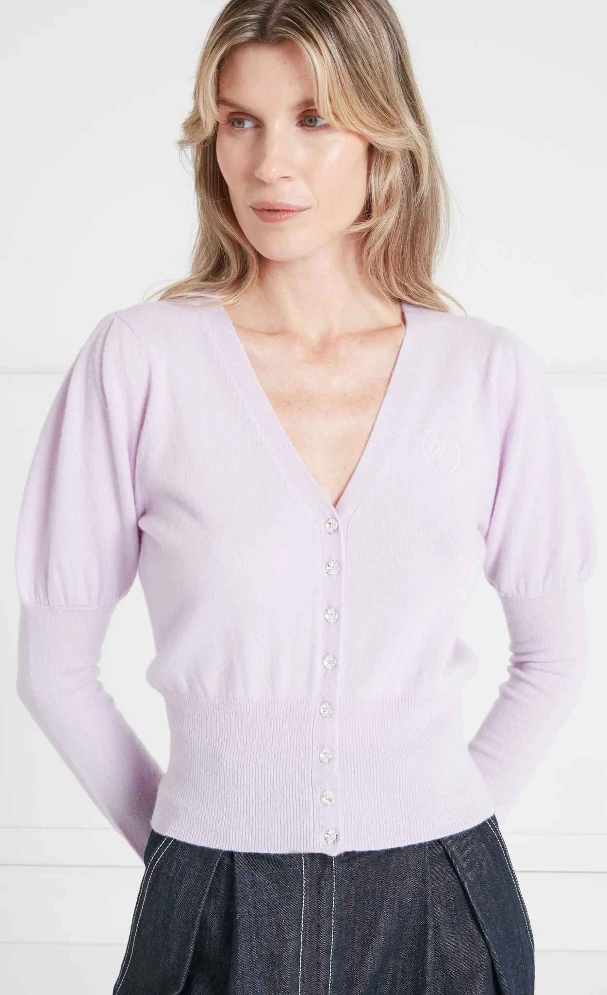 Tonal T-Logo Cardigan - Pink