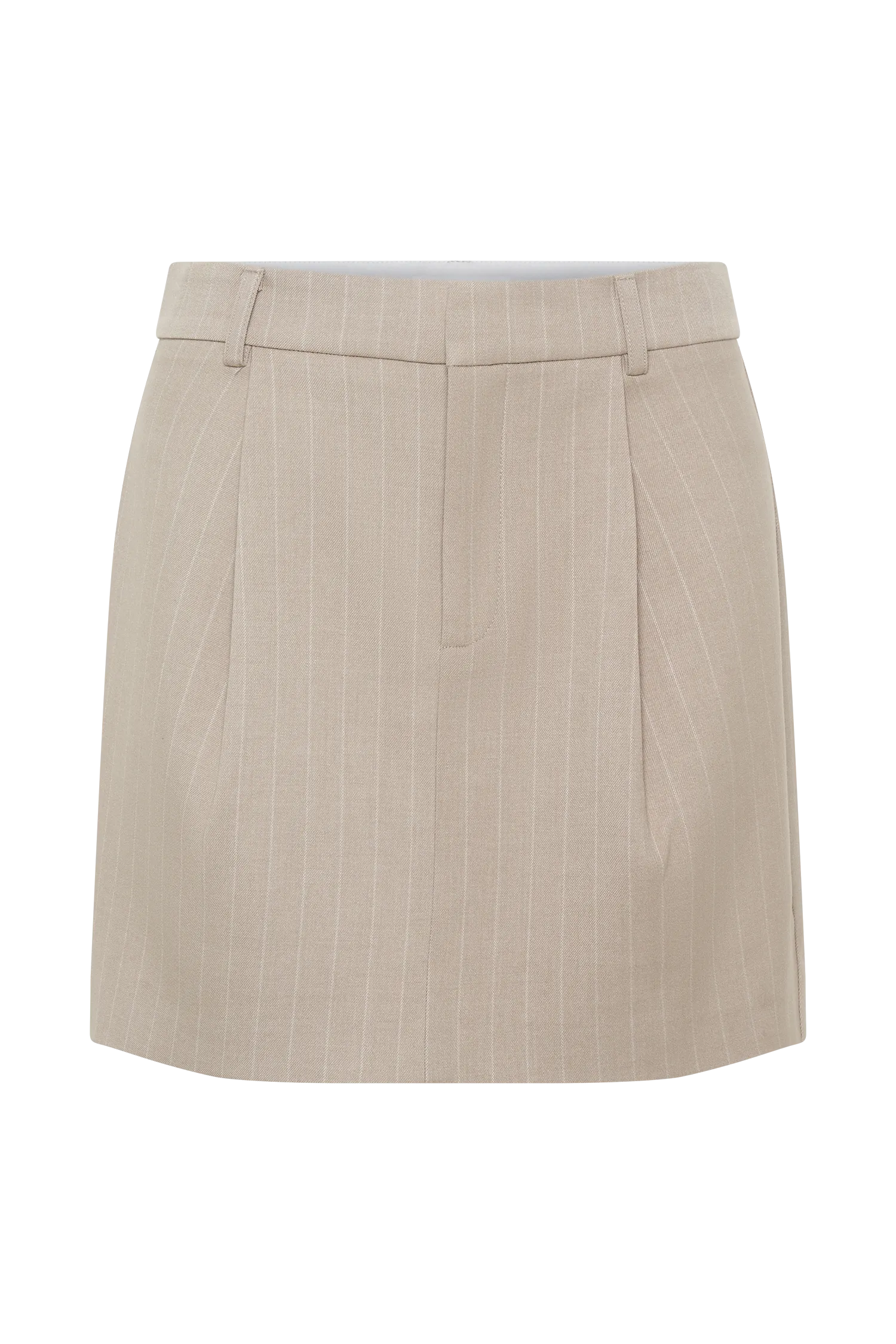 Tracey Suiting Mini Skirt - Taupe Pinstripe
