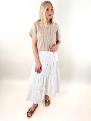 Trixie Mixed Media Sweater W/Poplin Skirt