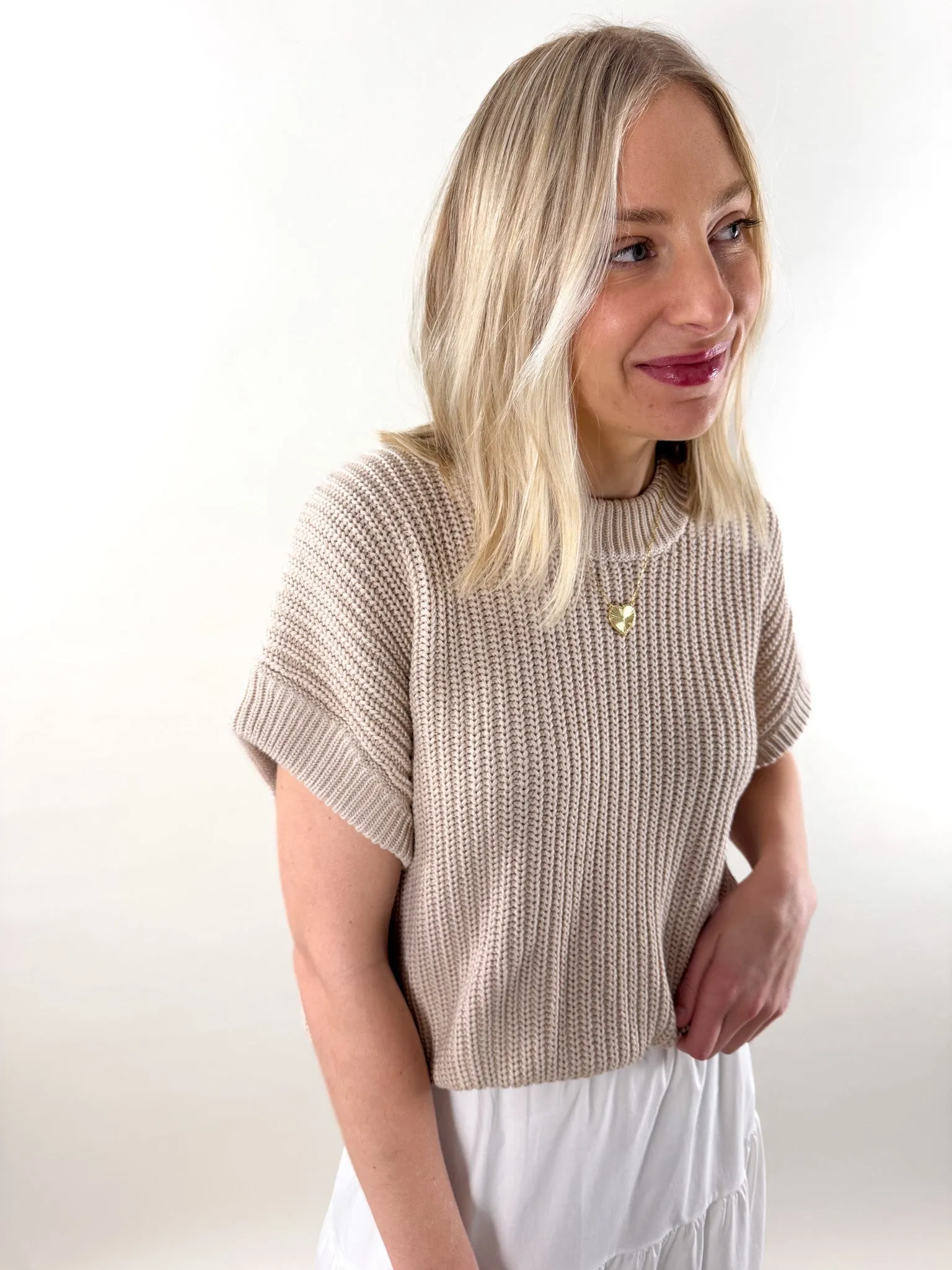 Trixie Mixed Media Sweater W/Poplin Skirt