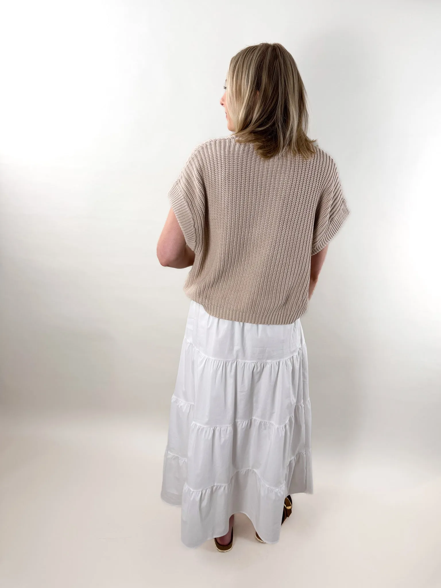 Trixie Mixed Media Sweater W/Poplin Skirt