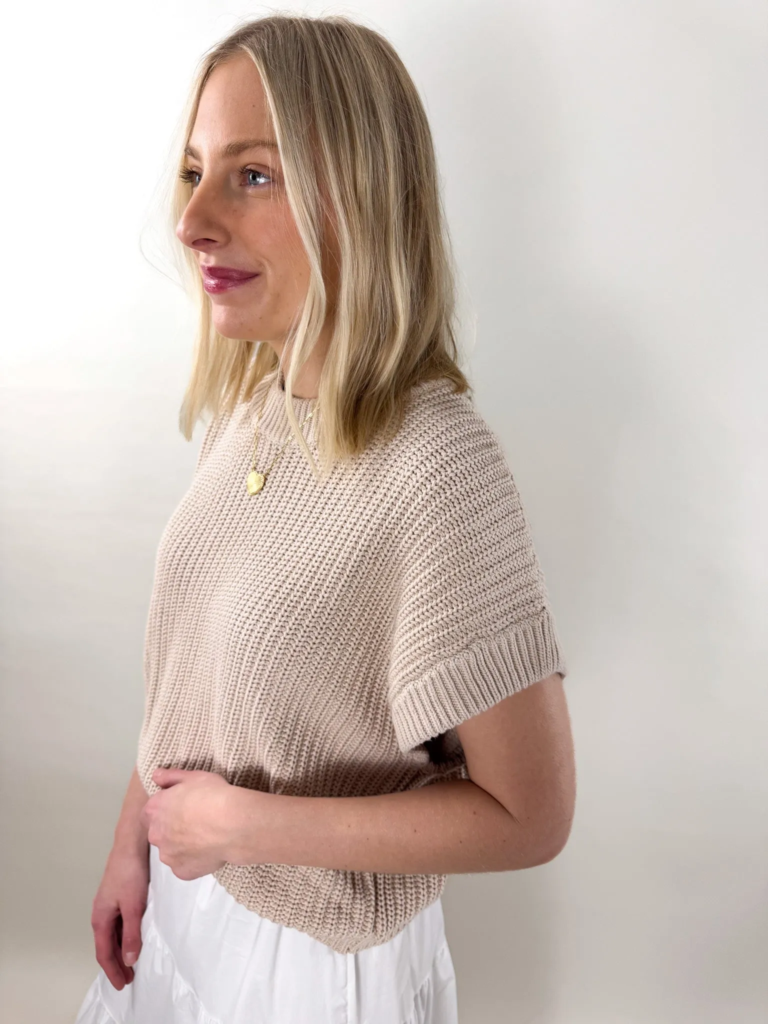 Trixie Mixed Media Sweater W/Poplin Skirt