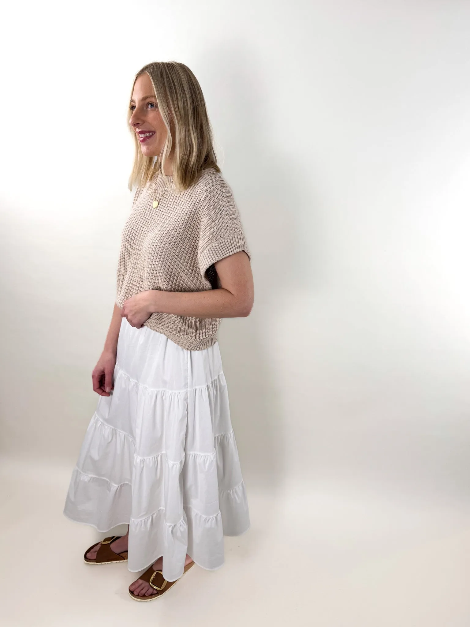 Trixie Mixed Media Sweater W/Poplin Skirt