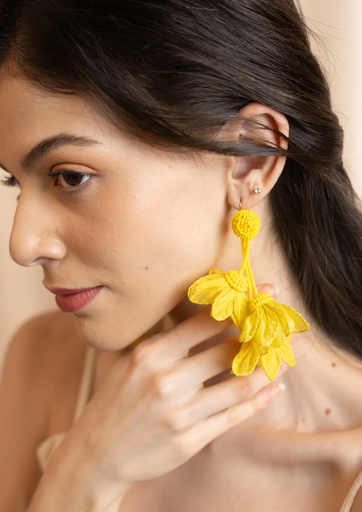 Tulip Yellow Floral Earrings