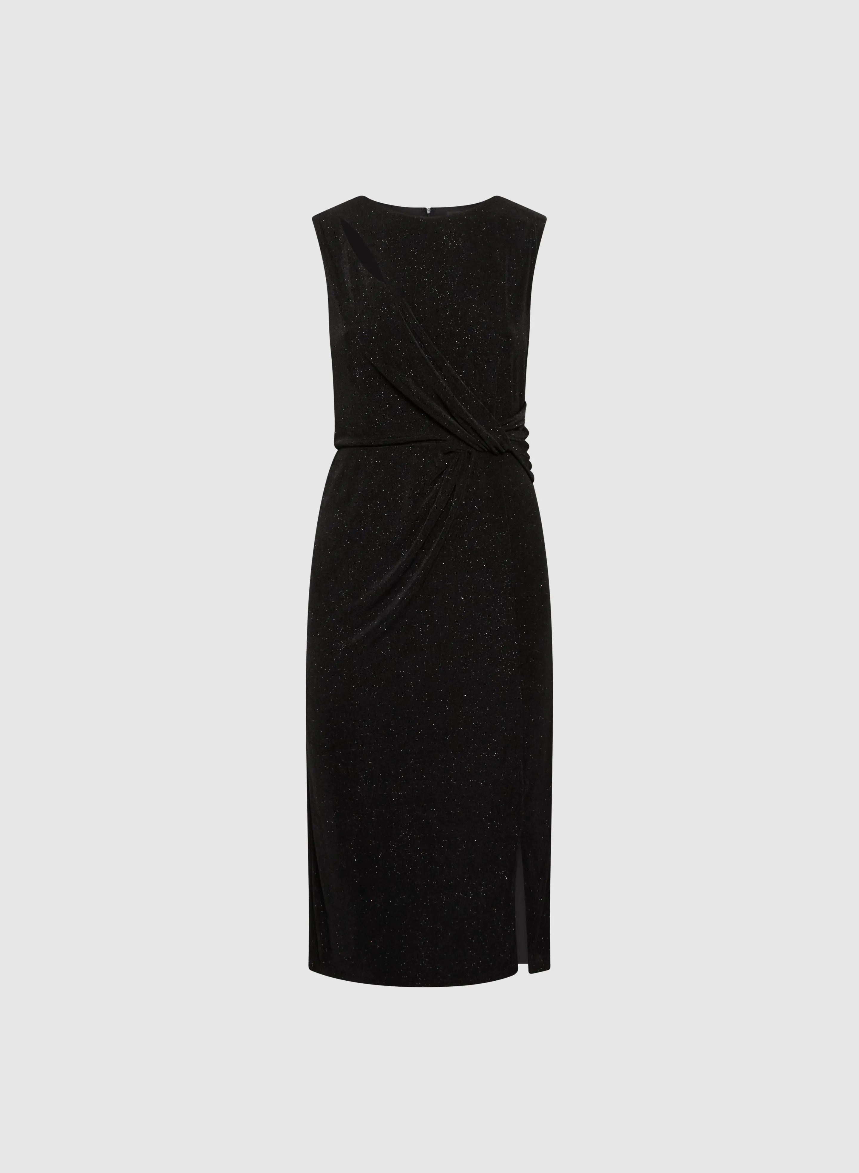 Twist-Front Glitter Knit Dress