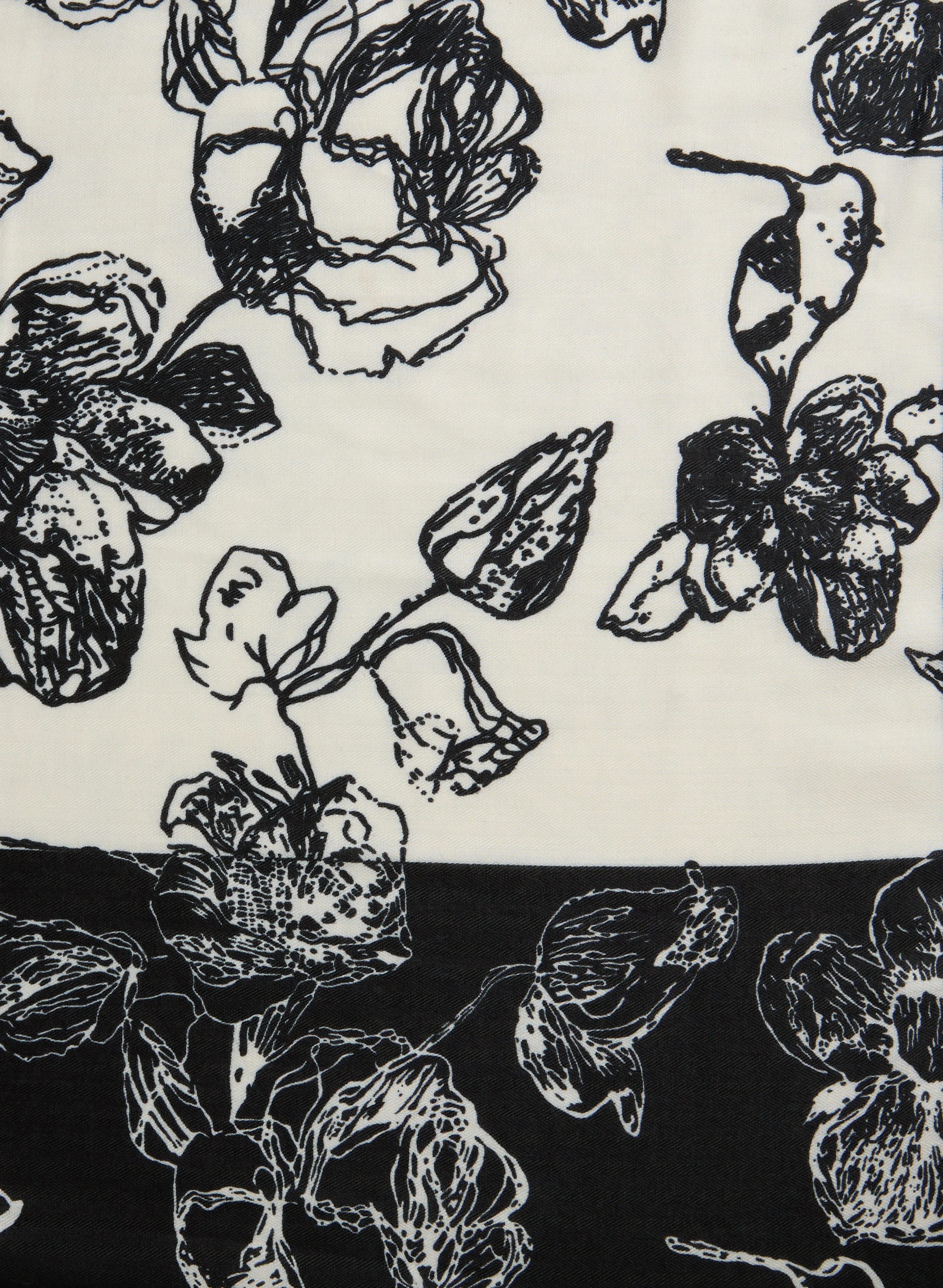 Two-Tone Floral Print Scarf