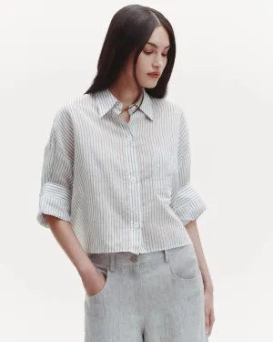 TWP - Next Ex Shirt in Harbor Grey Multi Cotton Silk Stripe