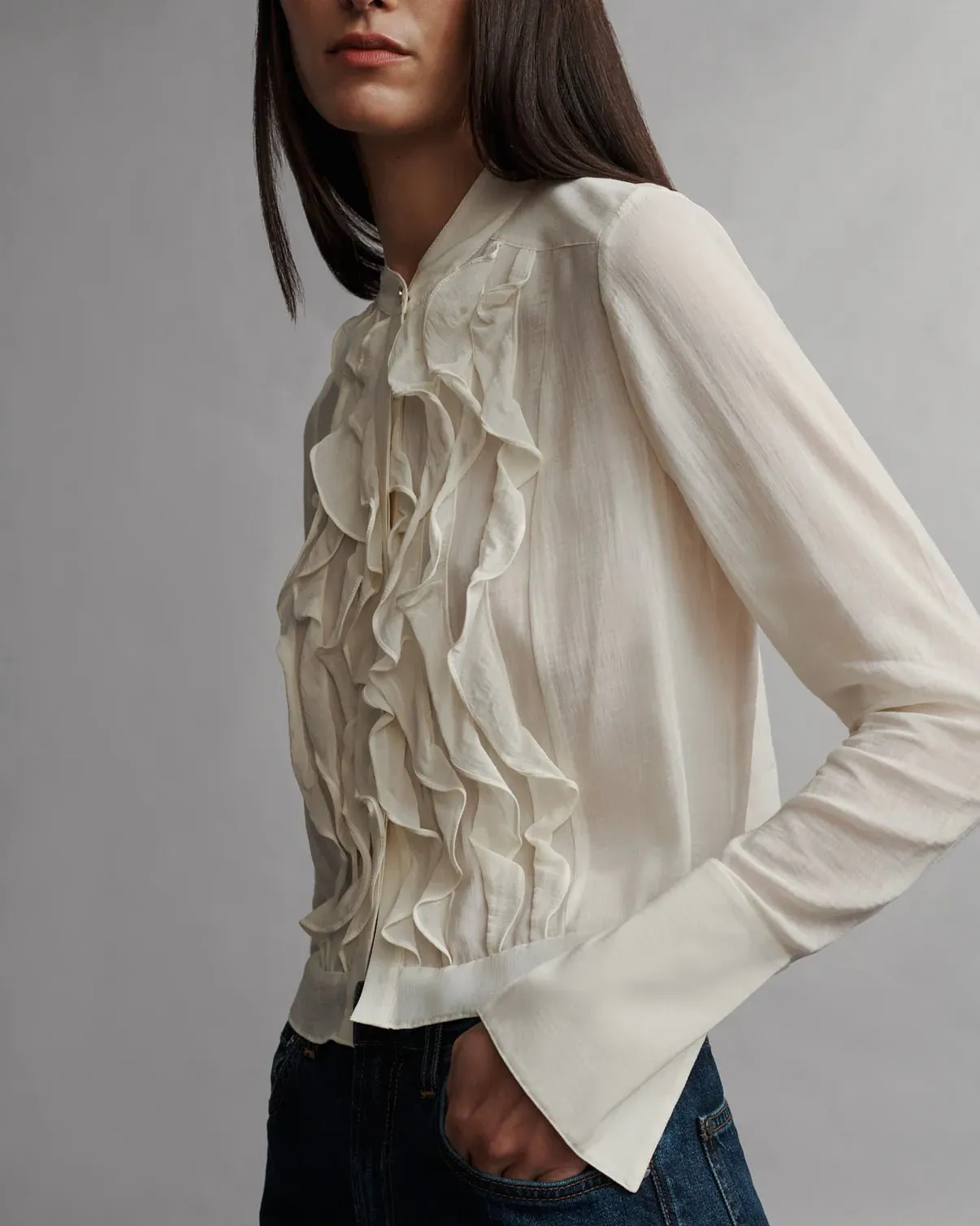TWP - Patti shirt in Ivory Crinkled Silk Voile