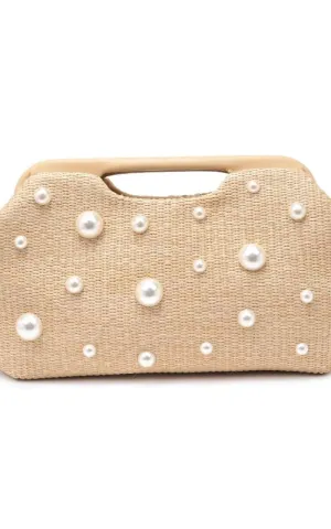 Urban Expressions - Mallory Woven Straw Pearl Clutch
