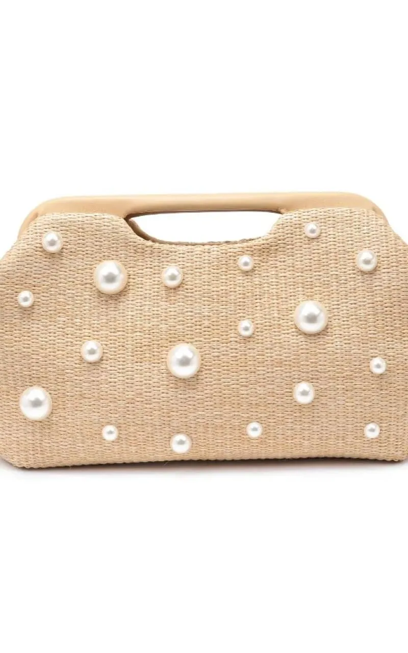 Urban Expressions - Mallory Woven Straw Pearl Clutch