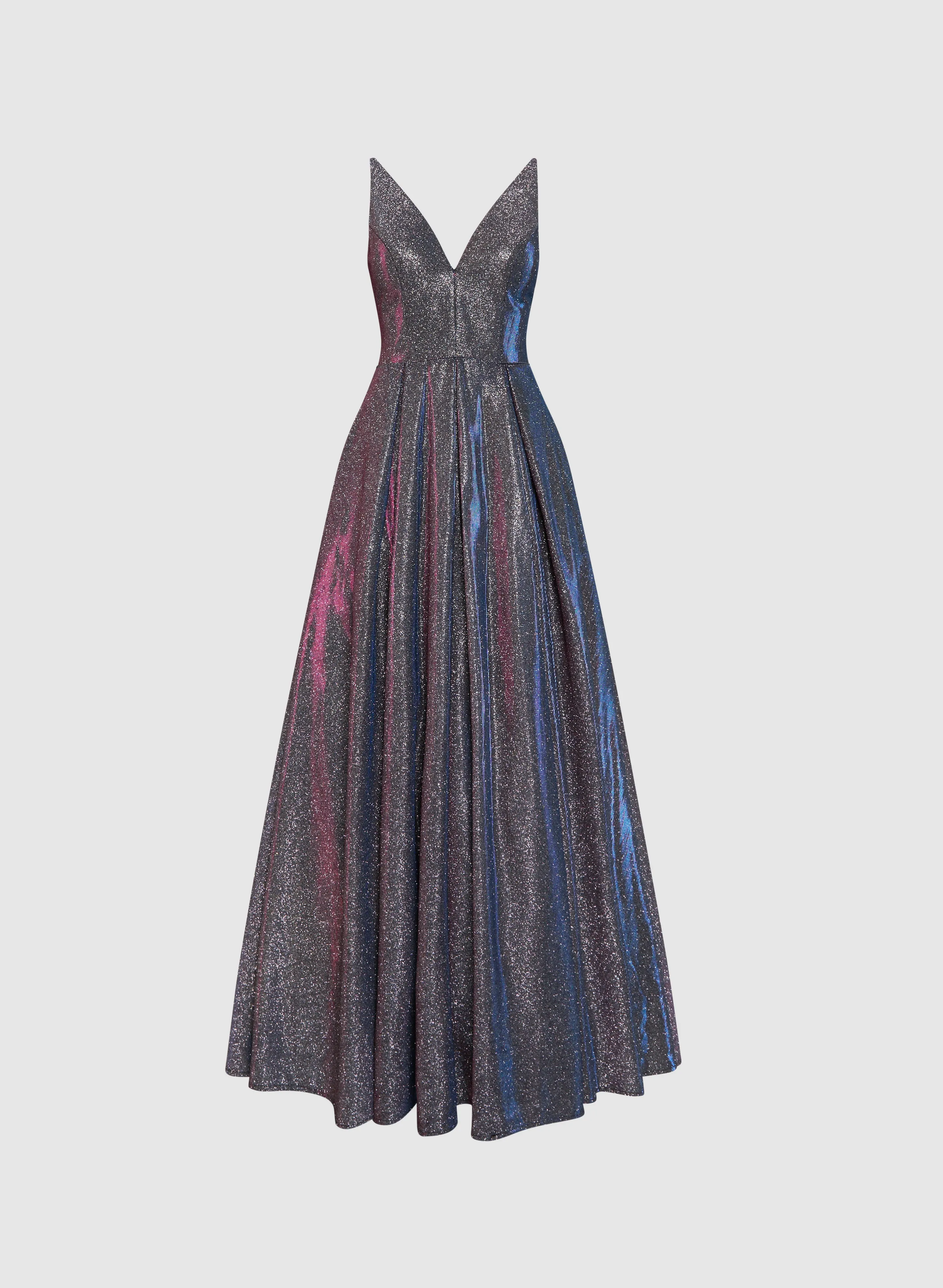 V-Neck Glitter Detail Gown