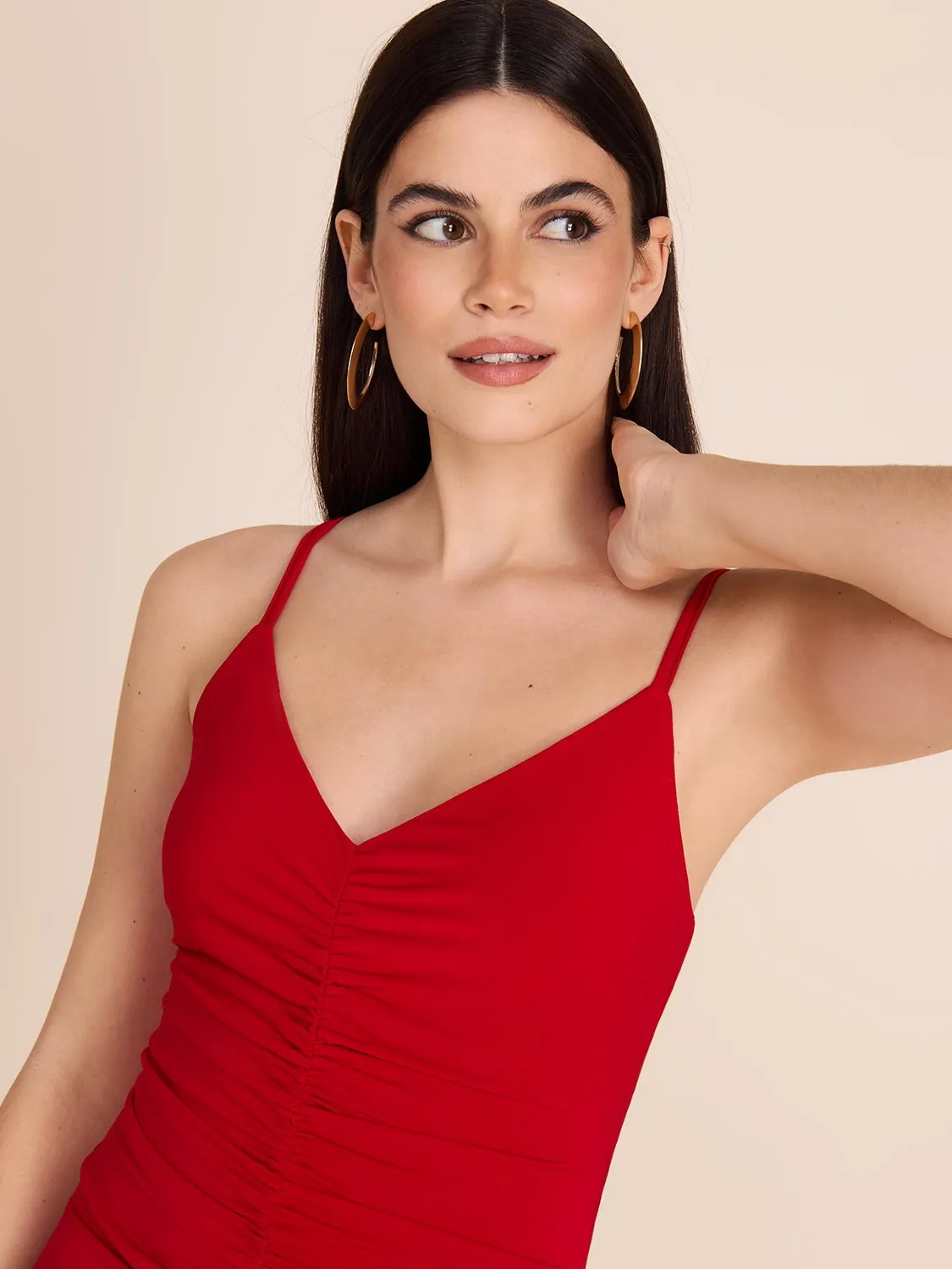 V-Neck Midi Sheath Dress