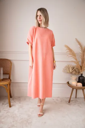 Valery Velvet Coral - Maxi Jurk