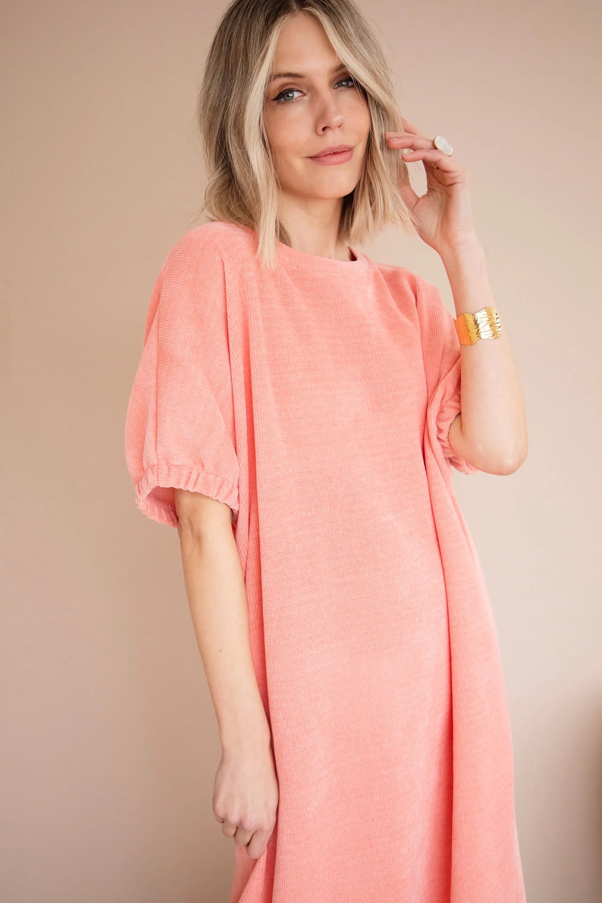 Valery Velvet Coral - Maxi Jurk