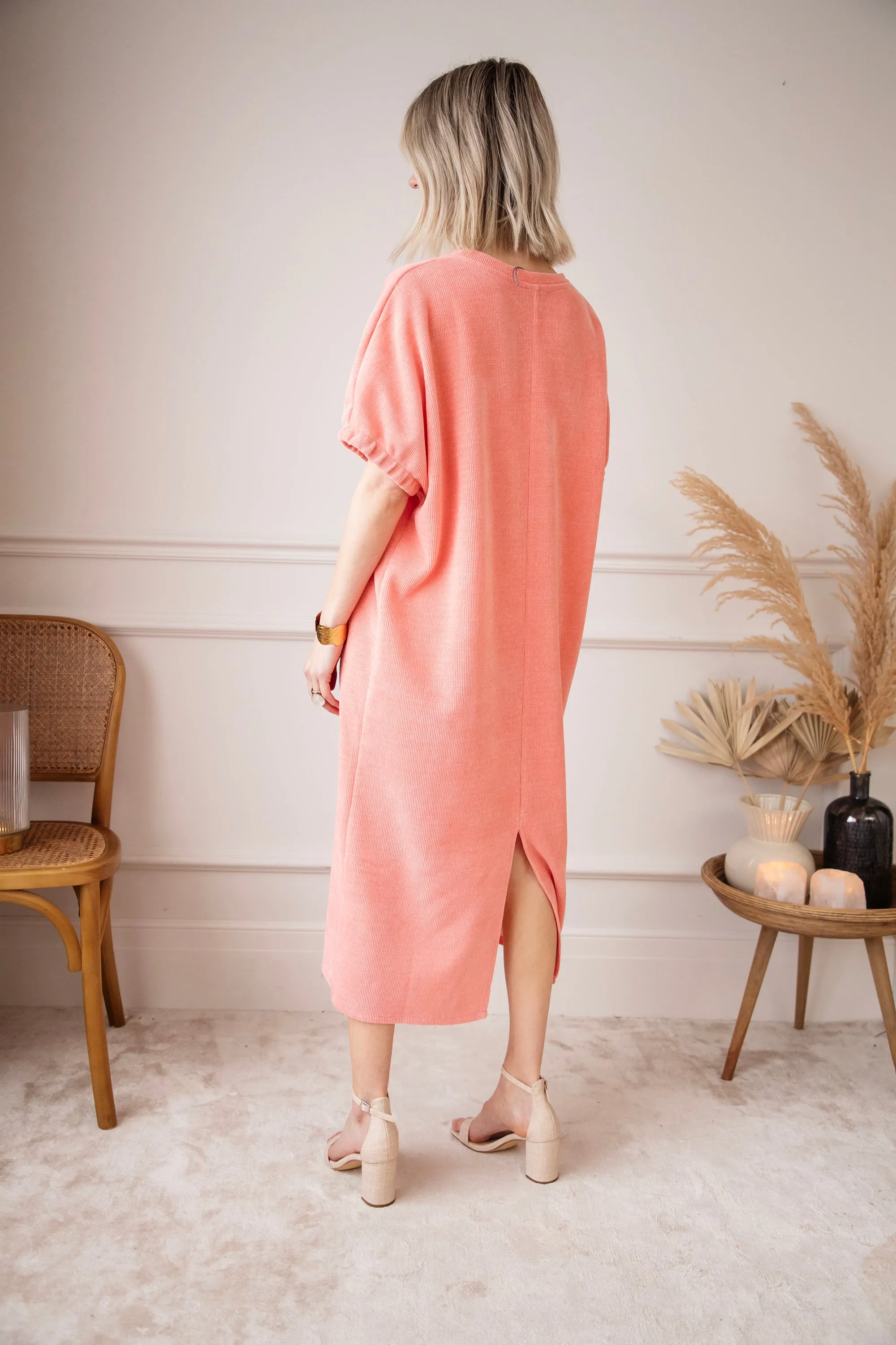 Valery Velvet Coral - Maxi Jurk