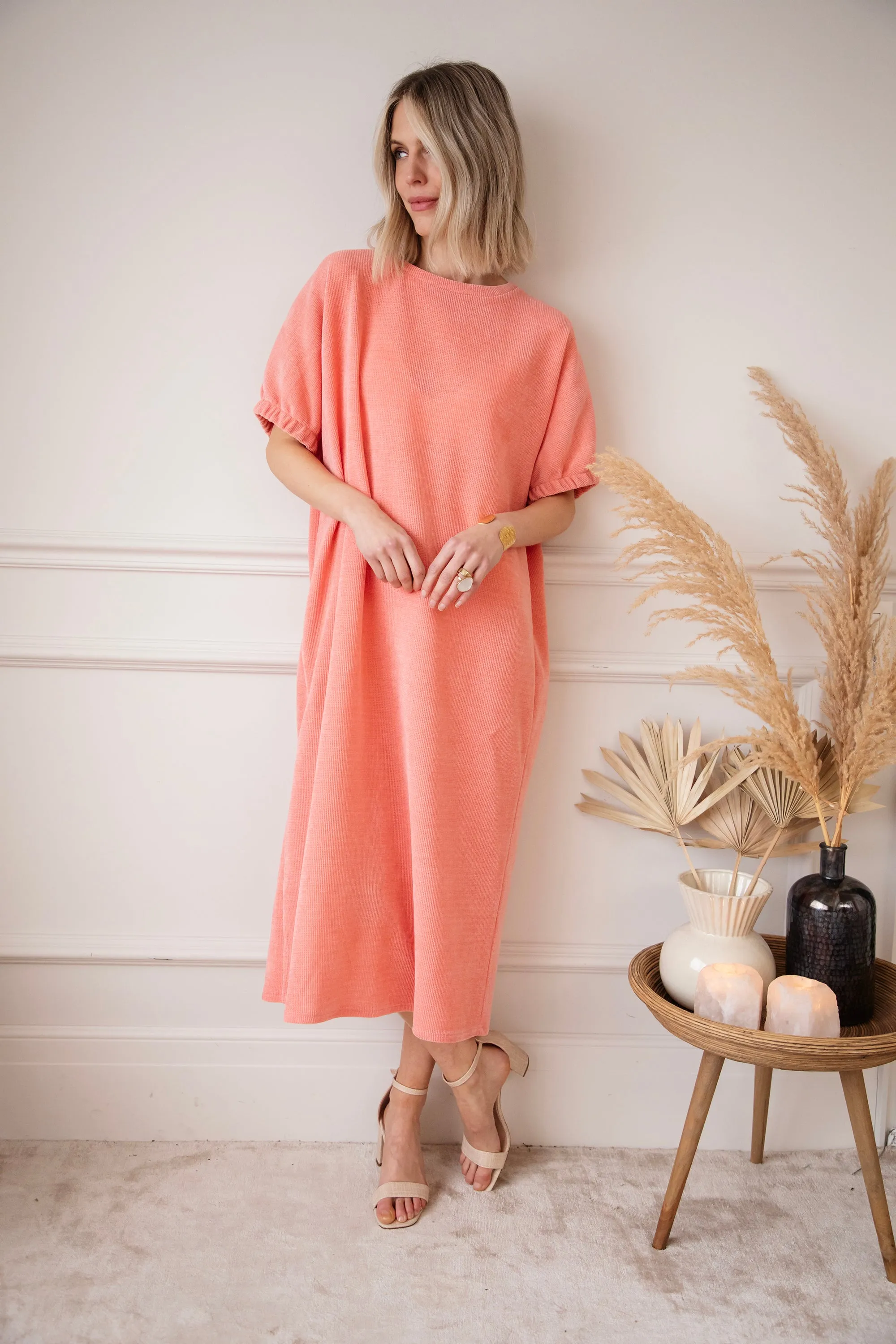Valery Velvet Coral - Maxi Jurk
