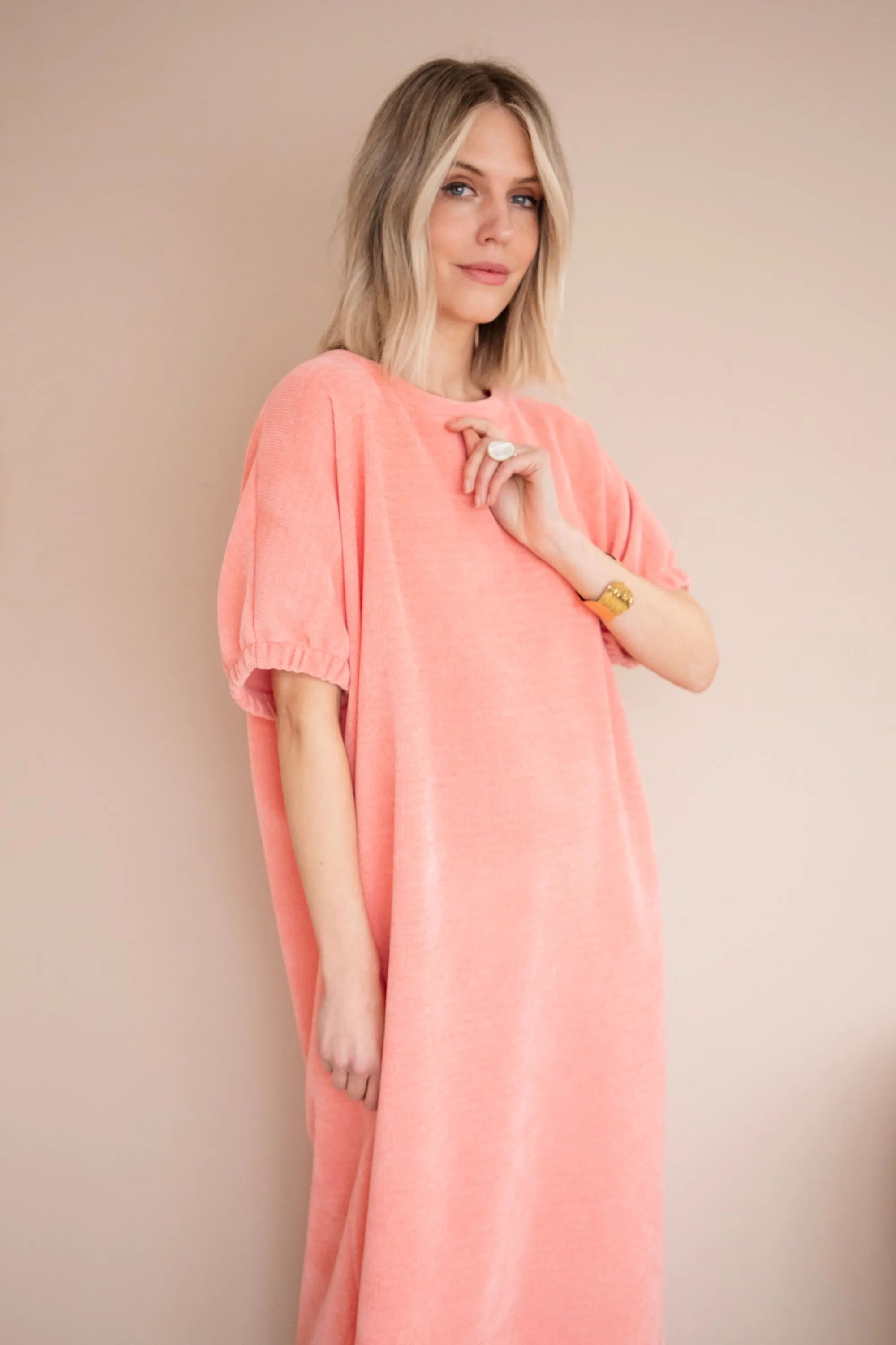 Valery Velvet Coral - Maxi Jurk