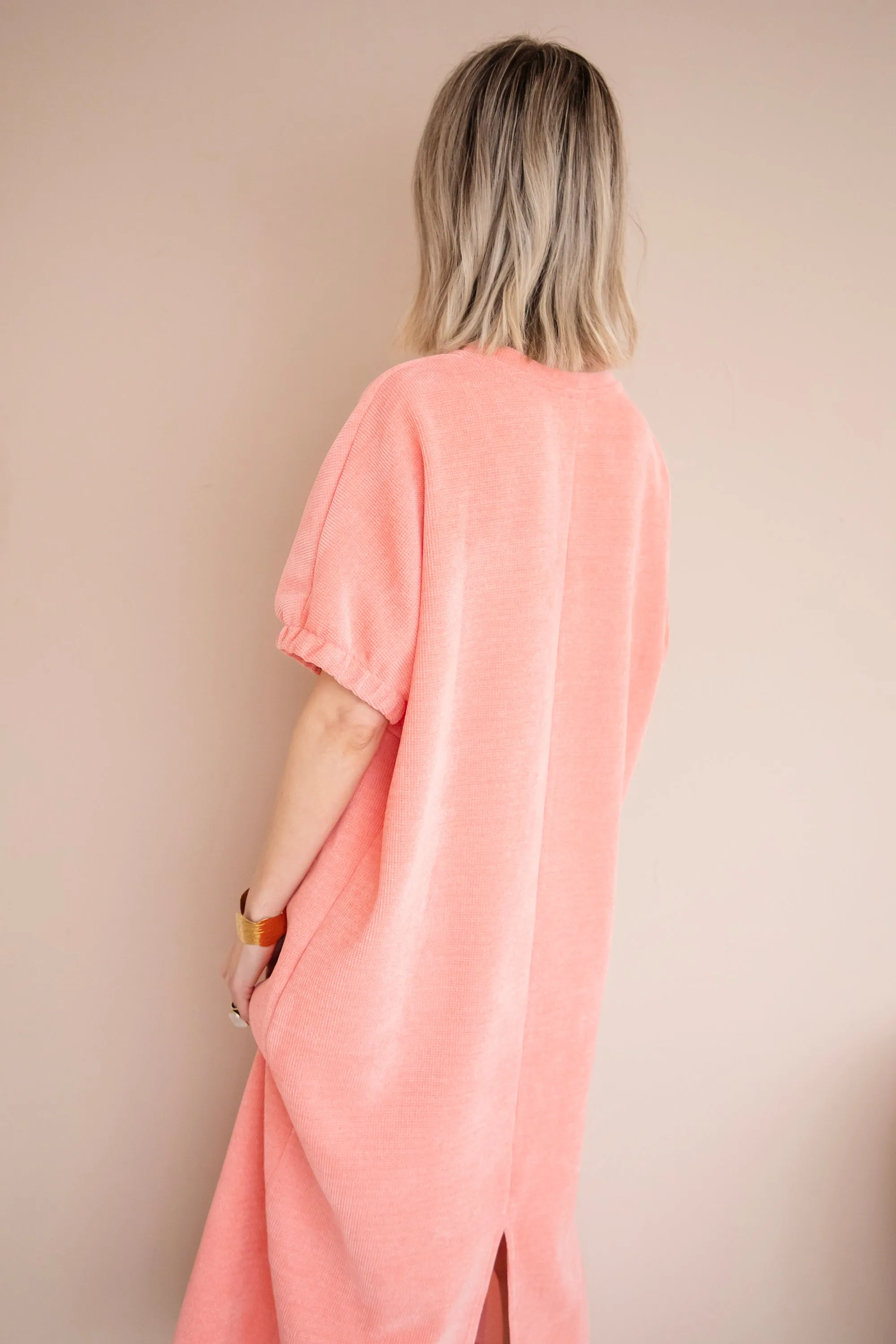 Valery Velvet Coral - Maxi Jurk