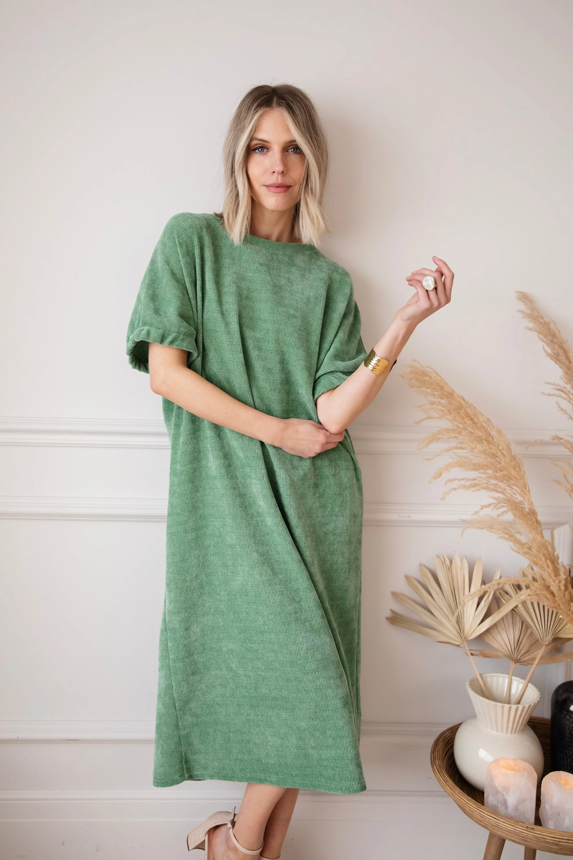 Valery Velvet Green - Maxi Jurk