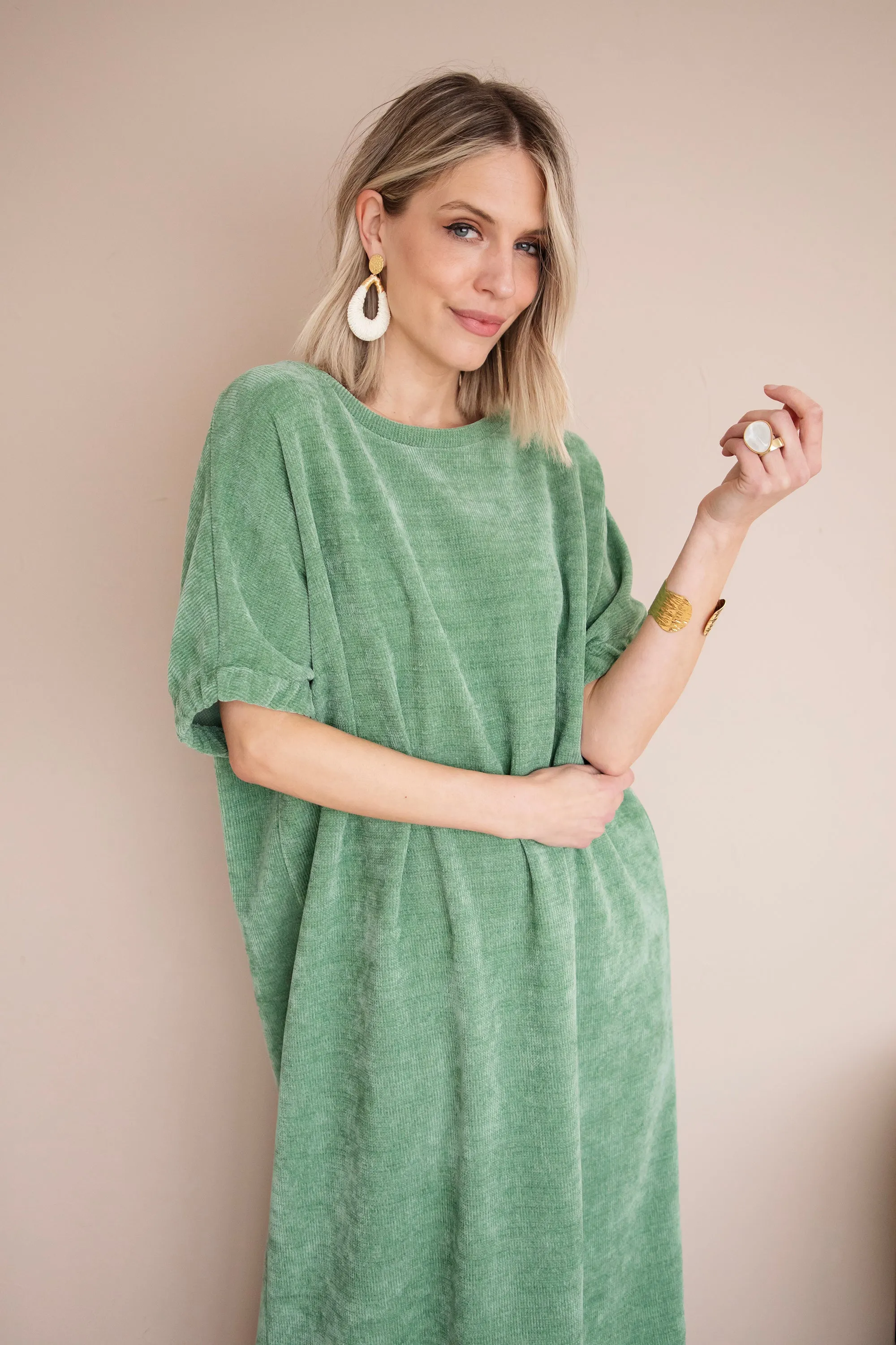 Valery Velvet Green - Maxi Jurk