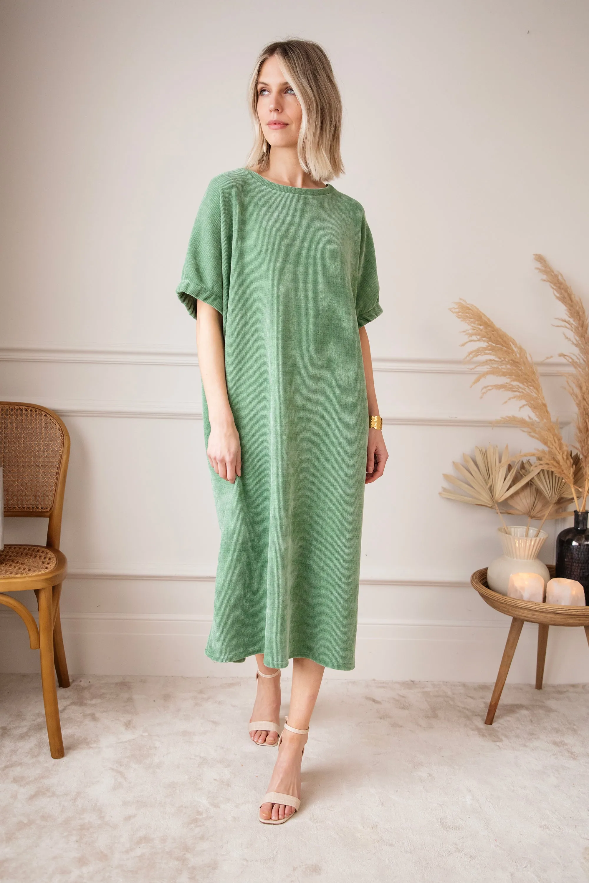 Valery Velvet Green - Maxi Jurk