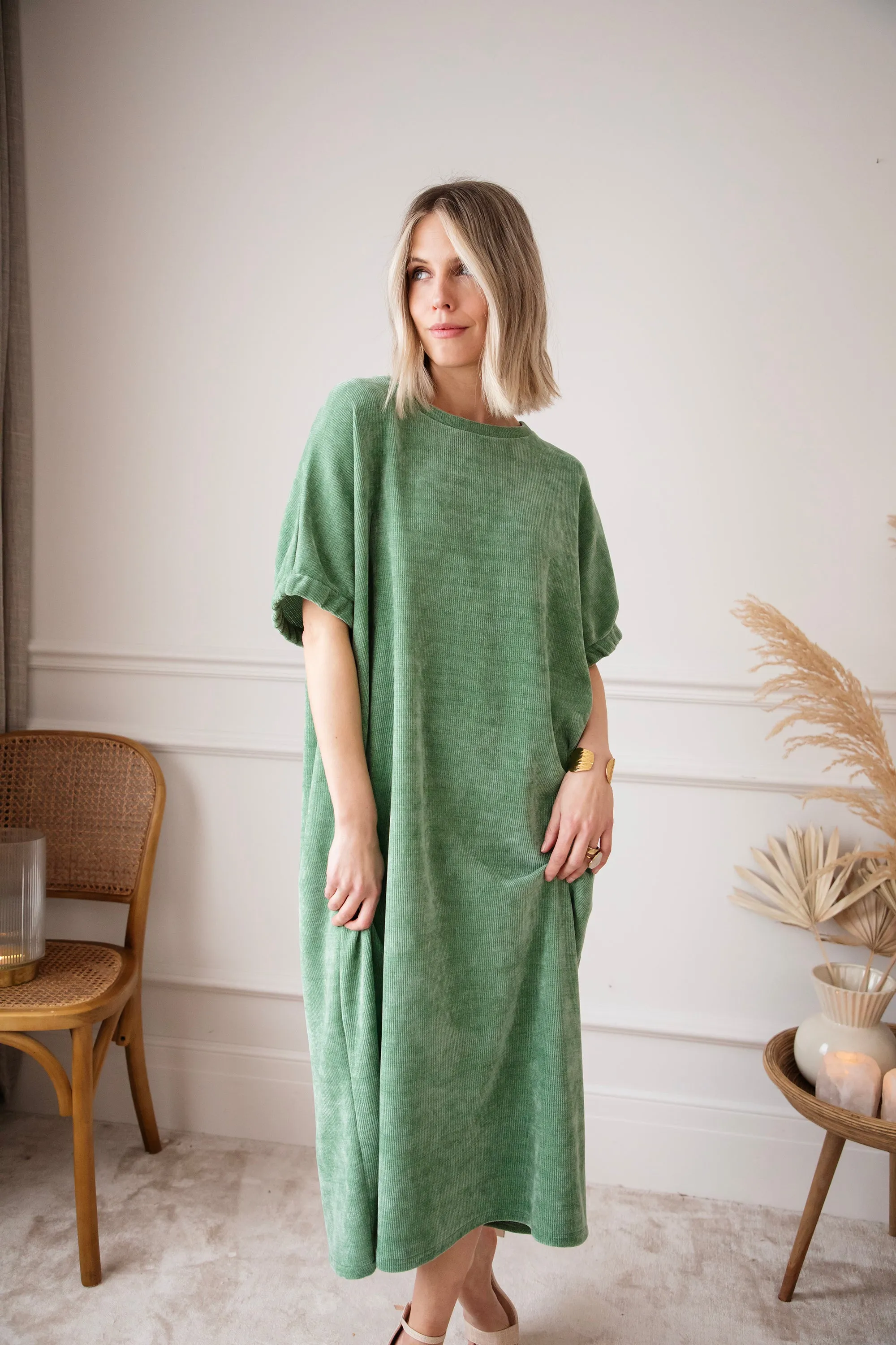 Valery Velvet Green - Maxi Jurk
