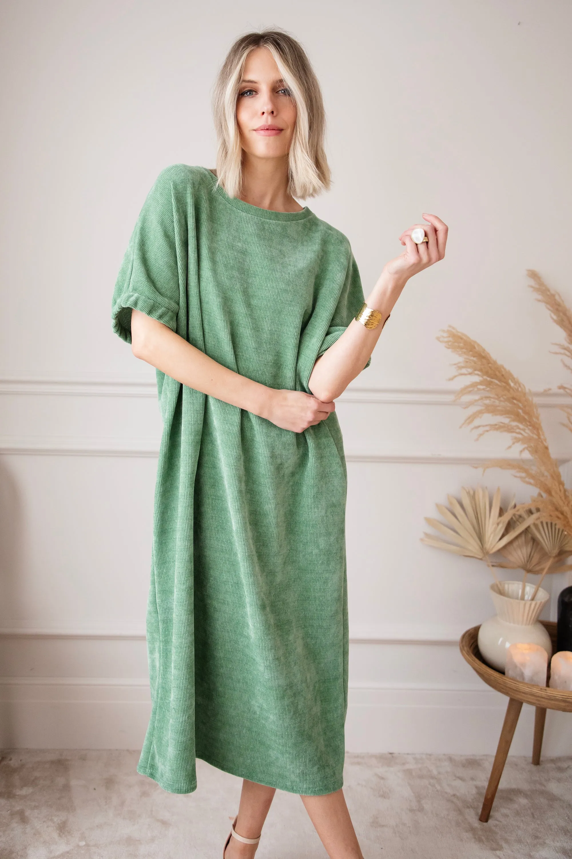Valery Velvet Green - Maxi Jurk