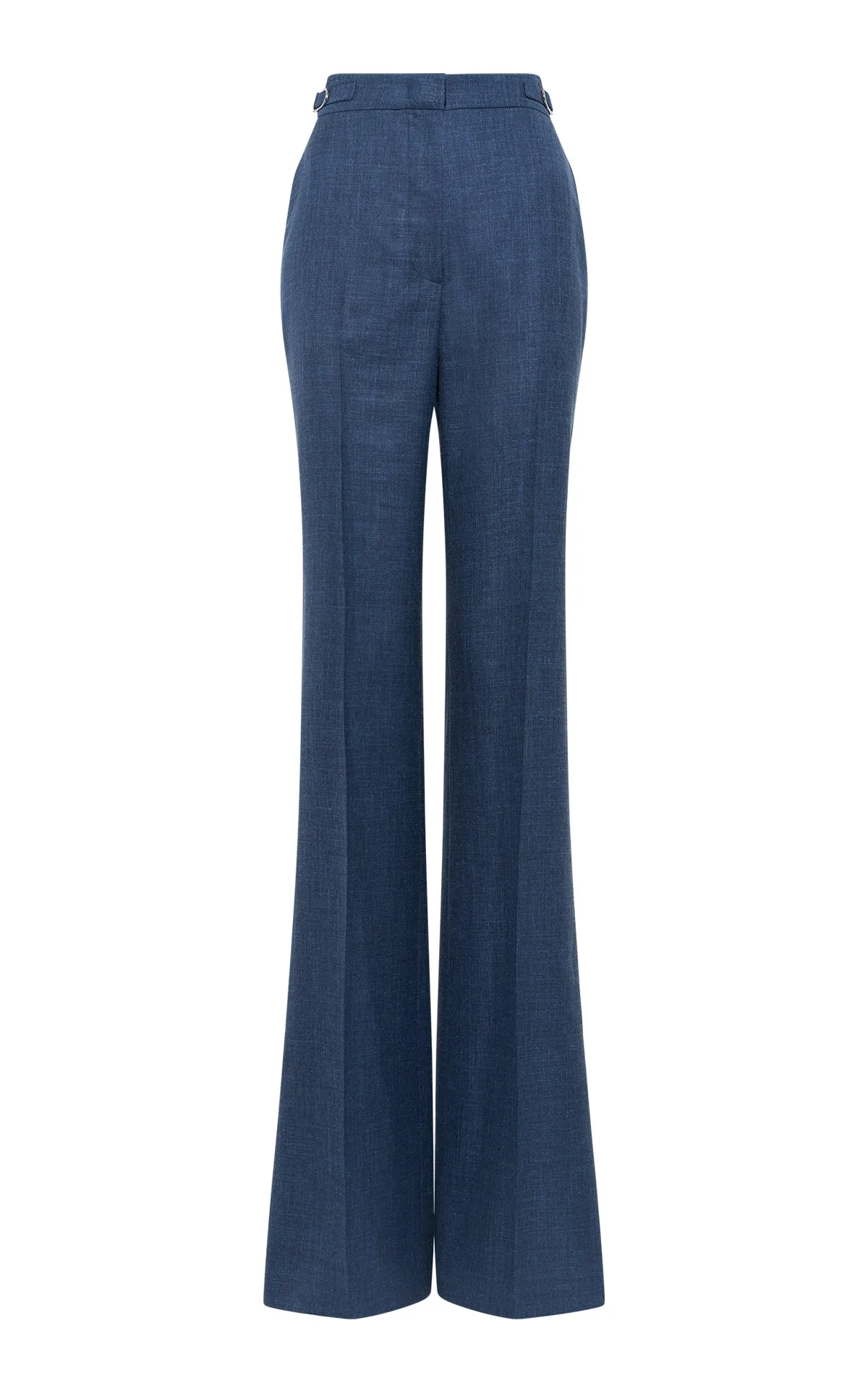 Vesta Flared Pant in Denim Virgin Wool Silk with Linen