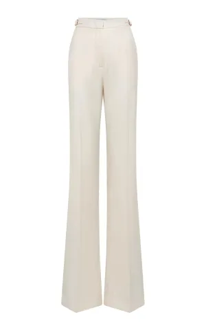 Vesta Flared Pant in Ivory Virgin Wool Silk with Linen