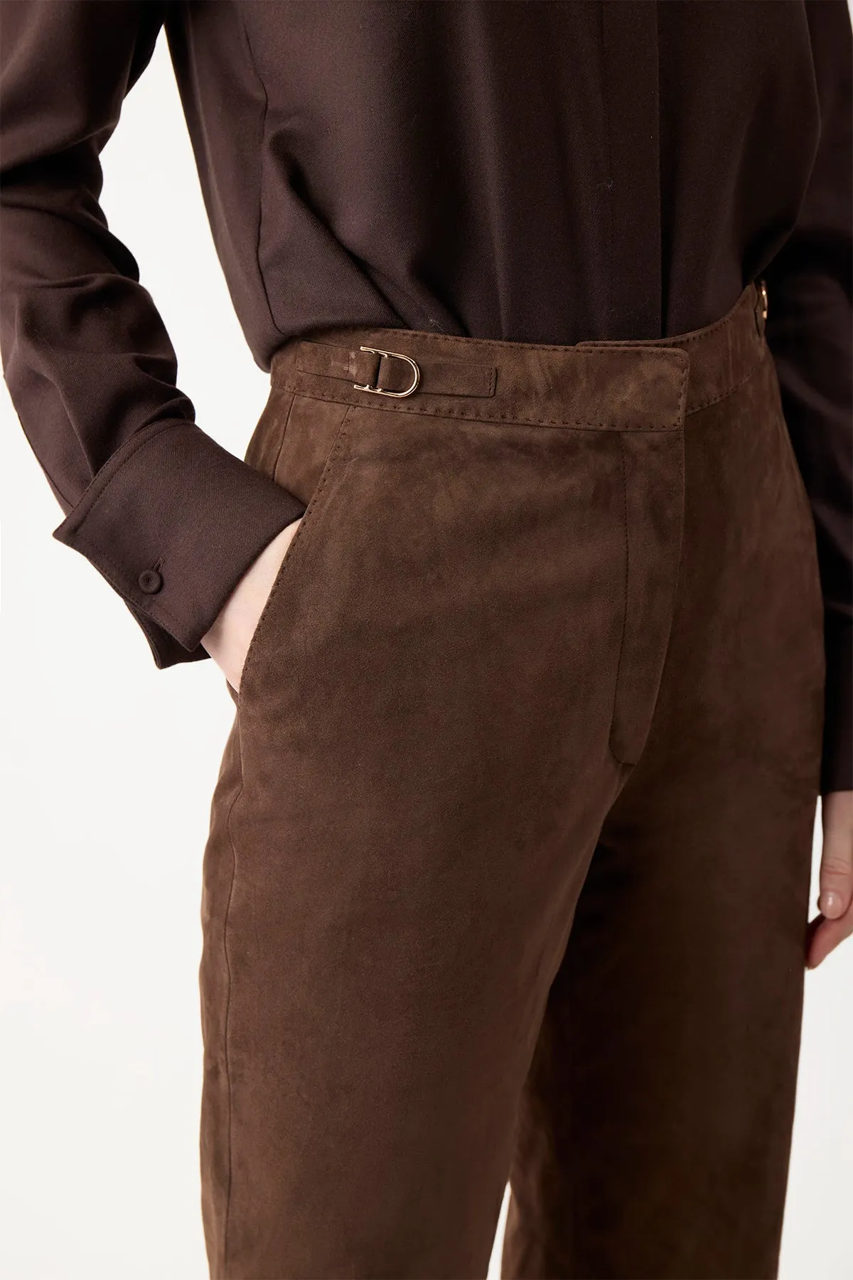 Vesta Pant in Chocolate Suede