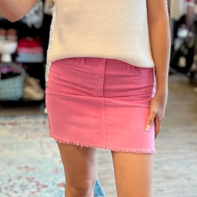 Vianna Corduroy Mini Skirt in Pink