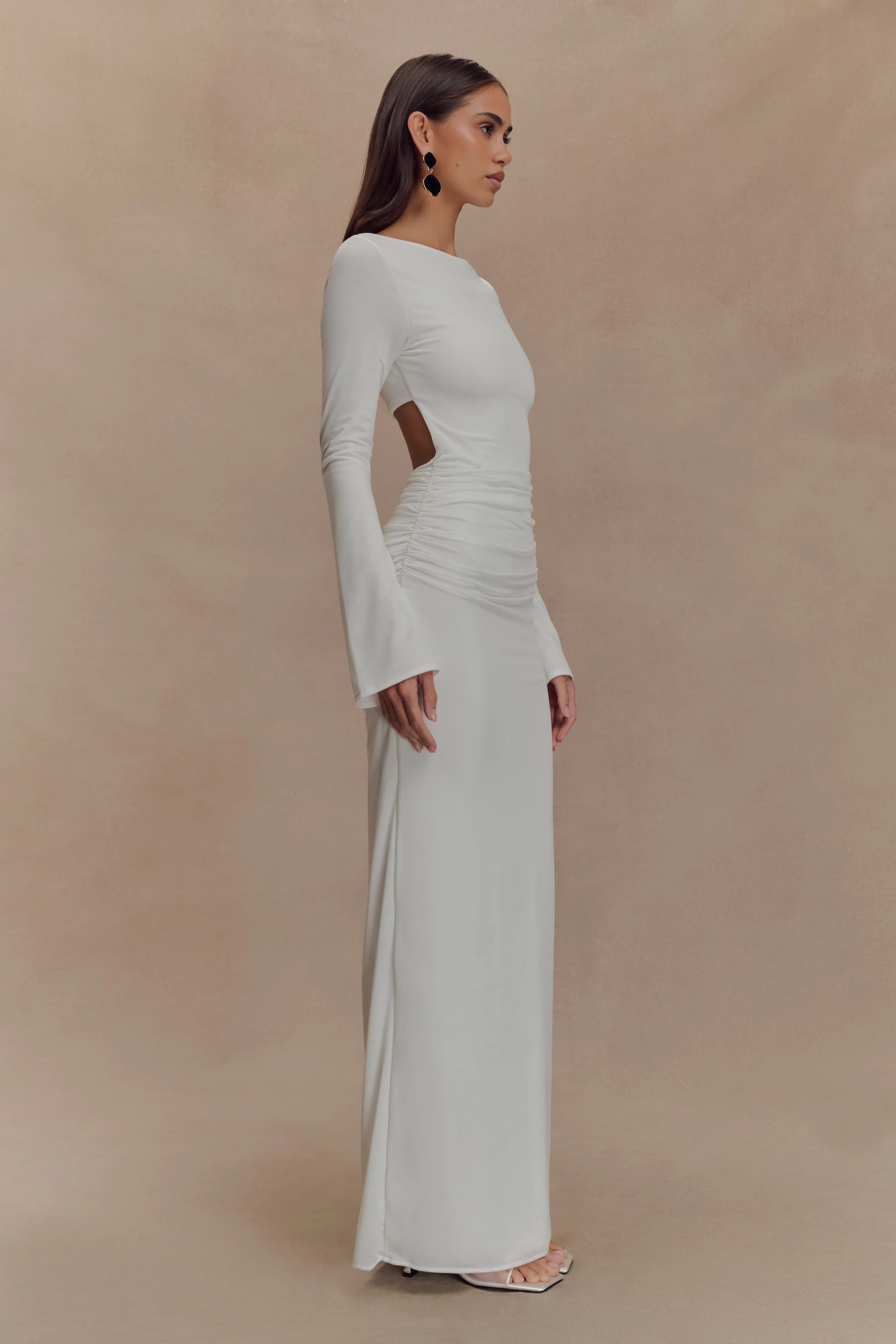 Vienna Slinky Cut Out Maxi Dress - White
