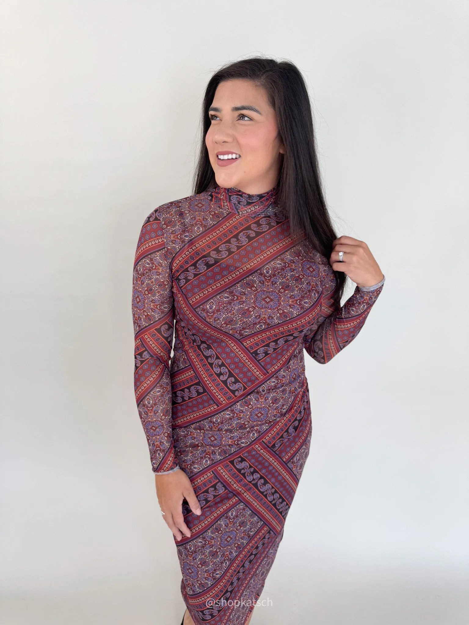 Vivienne Mauve Paisley Dress