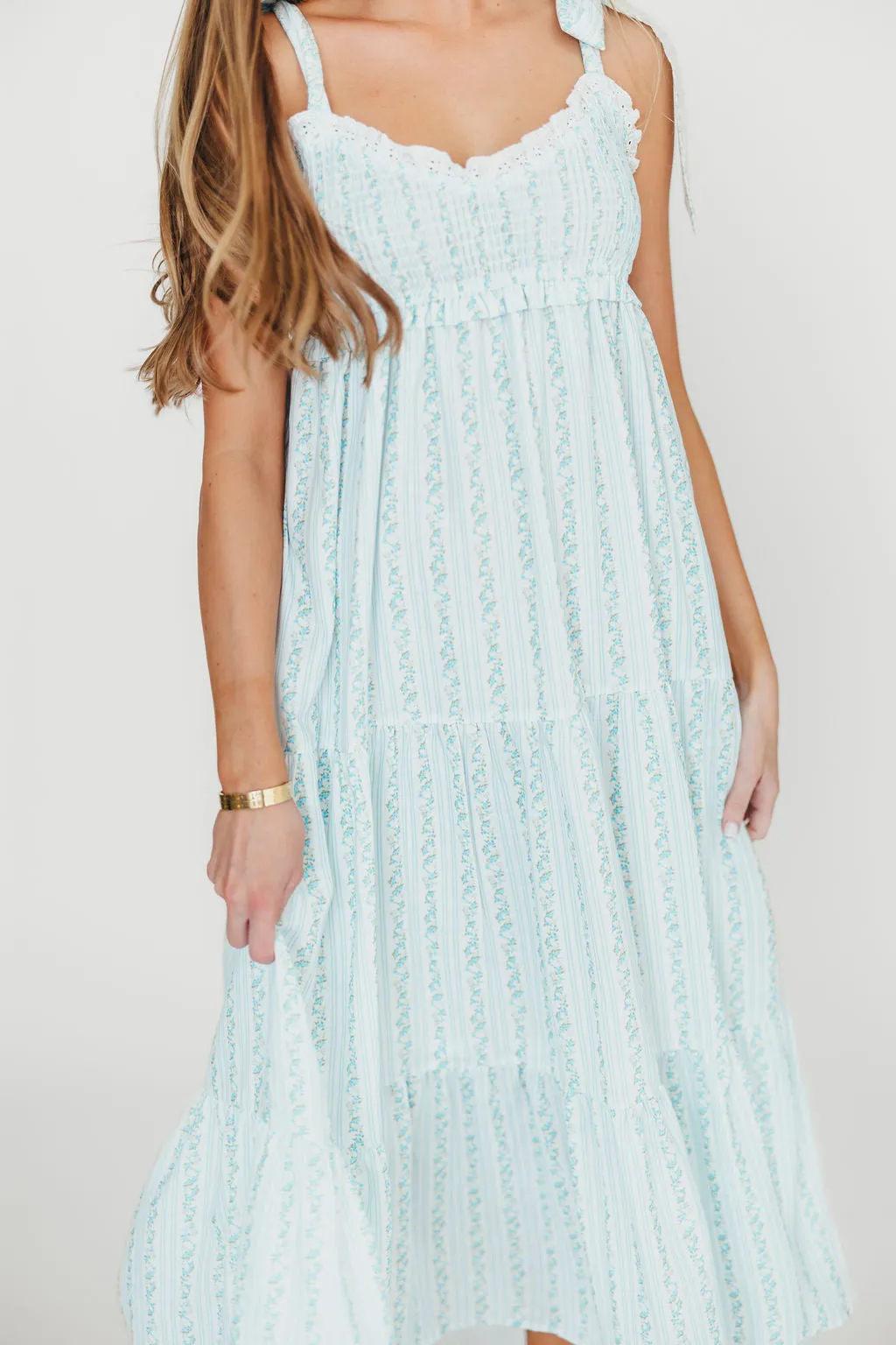 Vivienne Maxi Sundress in Ivory/Blue Floral
