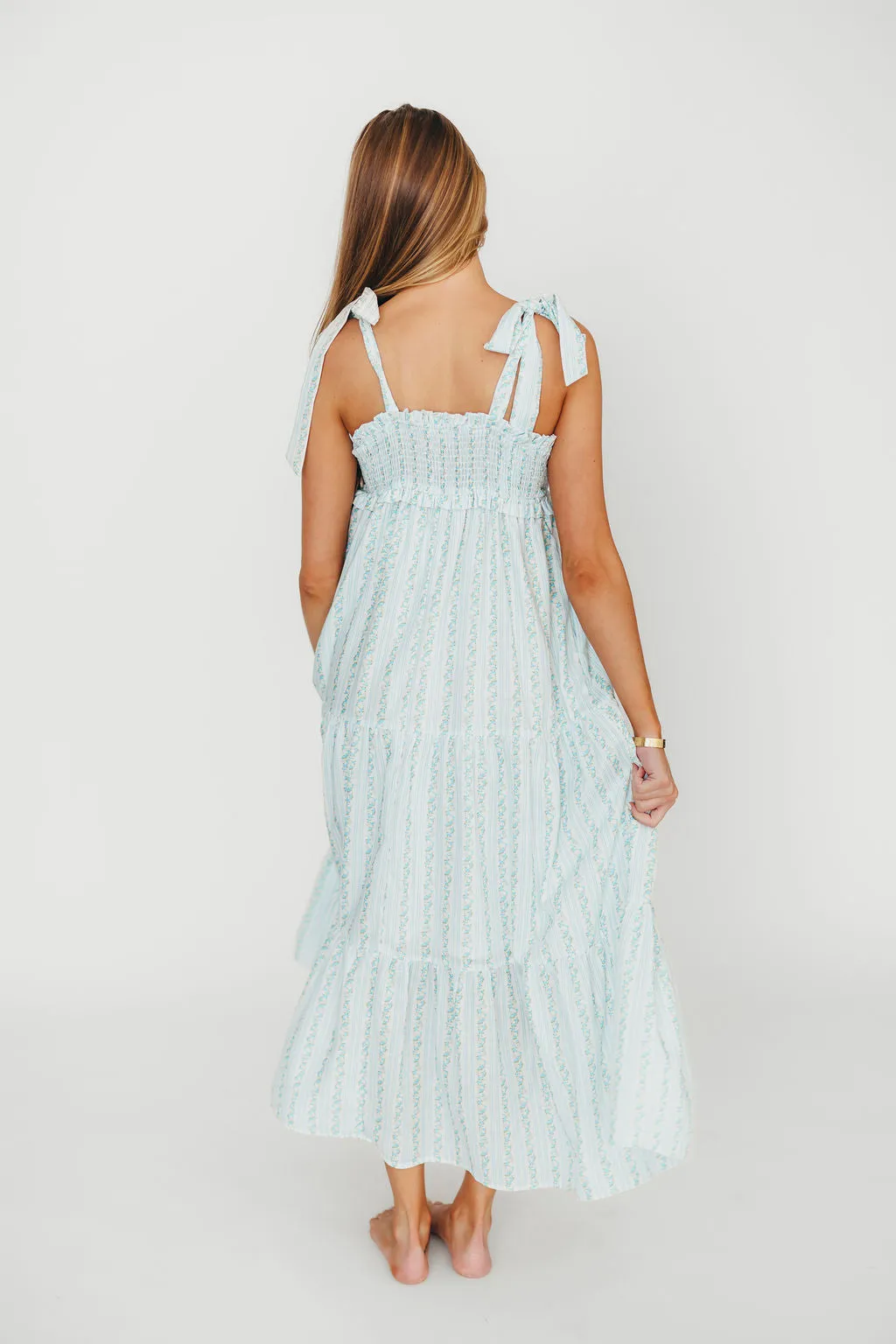 Vivienne Maxi Sundress in Ivory/Blue Floral