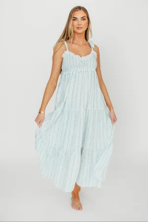 Vivienne Maxi Sundress in Ivory/Blue Floral