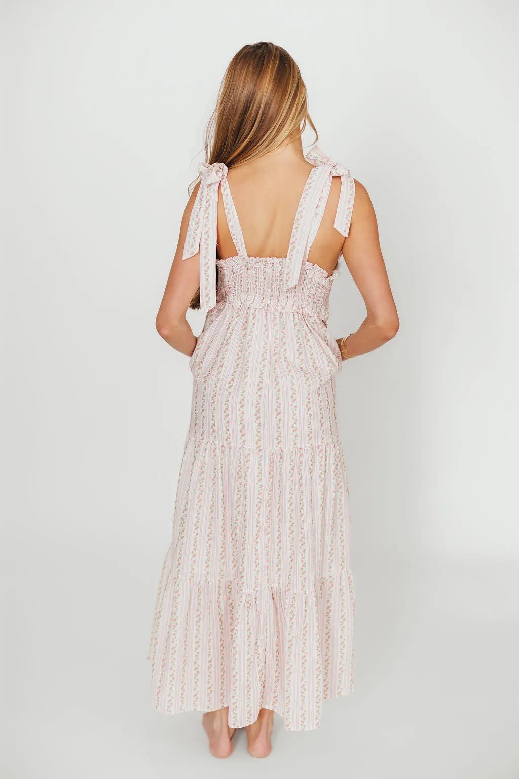 Vivienne Maxi Sundress in Ivory/Pink Floral