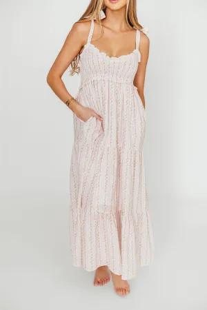 Vivienne Maxi Sundress in Ivory/Pink Floral