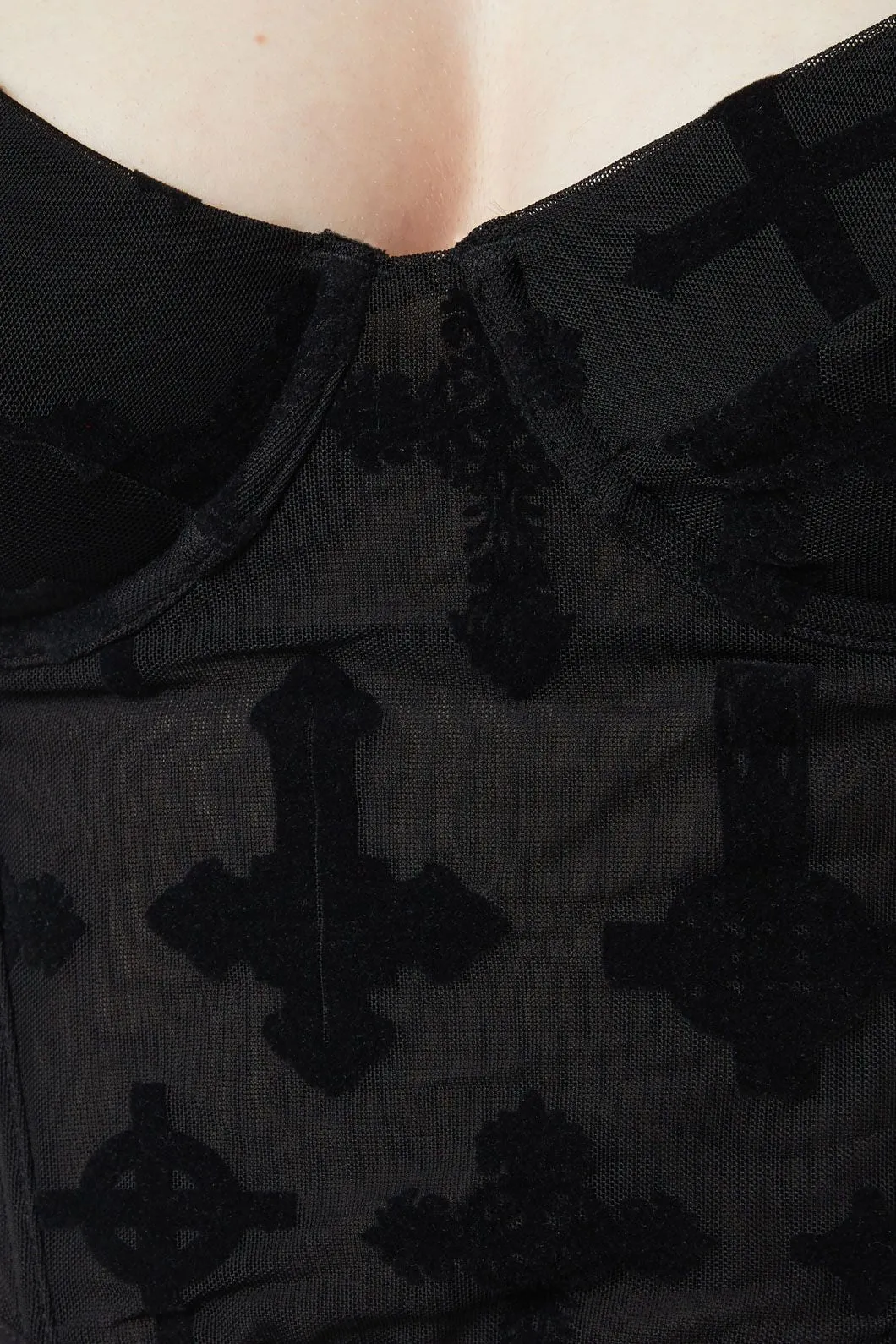 Vowed Flocked Mesh Corset