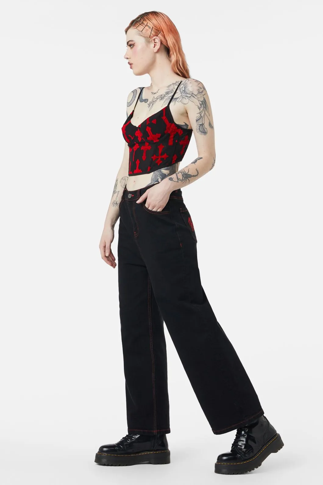 Vowed Flocked Mesh Corset